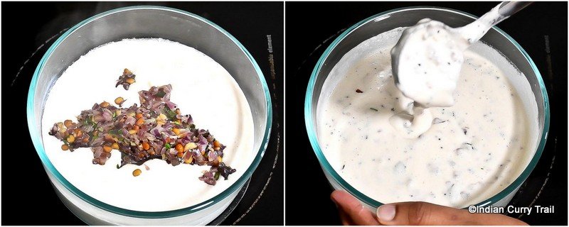 adding sauteed onion to the bowl of batter and mixing