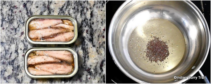 collage of canned sardine and seasoning